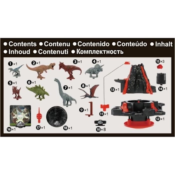 Brætspil - EPOCH GAMES - Jurassic World Skælvende Vulkan - Vulkan i Udbrud, Dyr du skal Redde! Flerfärgad