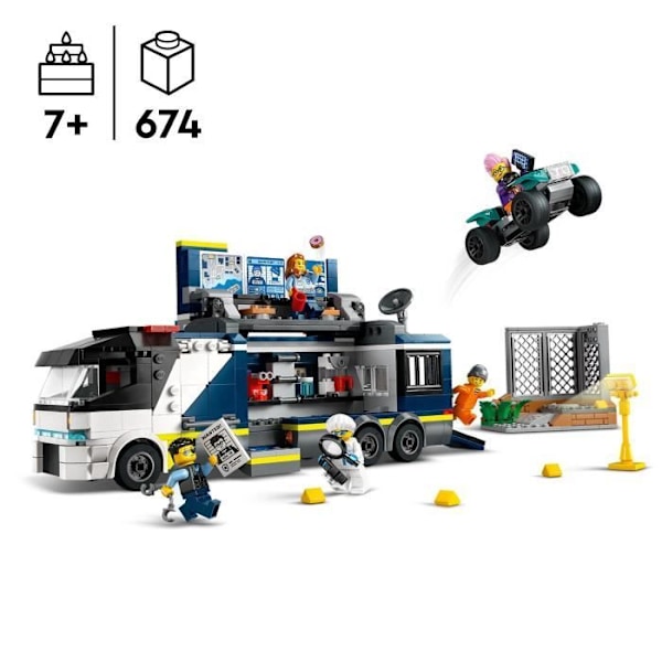 LEGO® 60418 City Det mobila kriminaltekniska laboratoriet, fyrleksak, present till barn från 7 år och uppåt, och minifigurer Flerfärgad