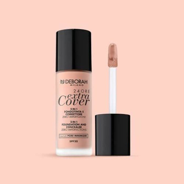 Foundation - DEBORAH - 24 Ore Extra Cover - 2in1 - SPF20 - N. 01 Fair - Hög täckning Nr 01 Mässa