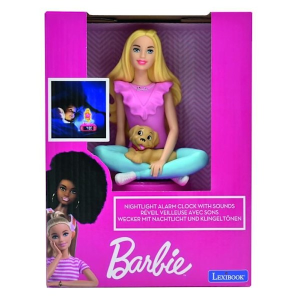 Digitalt vækkeur med skarpt natlys, 3D Barbie og lydeffekter rosa och blå