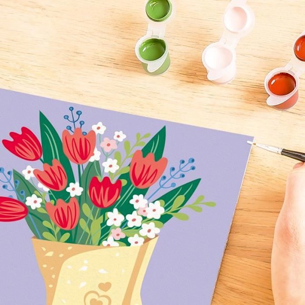 CreArt 20x20 cm Buket af tulipaner, Kreativ hobby, Voksen, Maler efter tal, 25518, Ravensburger Flerfärgade