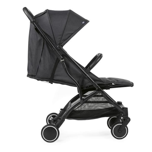 CHICCO Trolley Me - Kompakt sammenklappelig klapvogn - Fra 0 til 15 kg - Sikkerhedsstang - Sort Sten