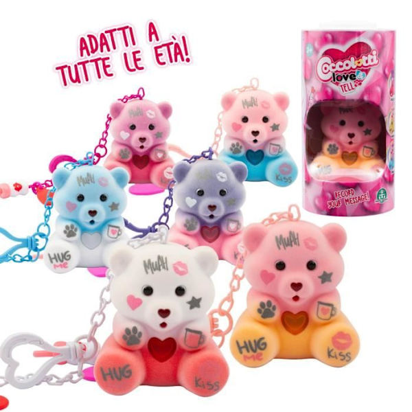 GIOCHI PREZIOSI COCCOLOTTI LOVE&TELL plyslegetøj - 6 bjørne med optagefunktion Slumpmässiga färger