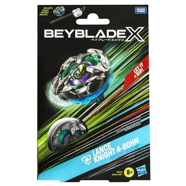 Beyblade X Starter Pack Lance Knight 4-80HN, med konkurrencetop og launcher, Legetøj til børn fra 8 år Flerfärgad