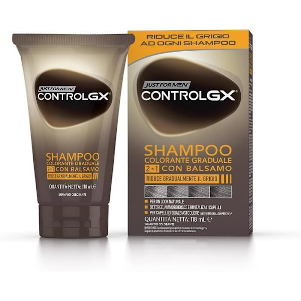 Just For Men Control GX Color Shampoo, 2 i 1 med balsam, reducerer gradvist gråt hår 118 ml SCHAMPO MED BALM