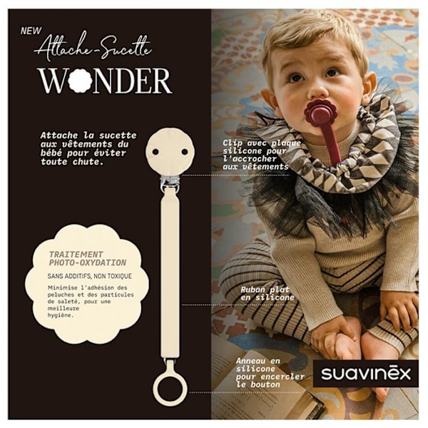 -Suavinex Attache Sutte Silikone Wonder (Model: Lys Grå)