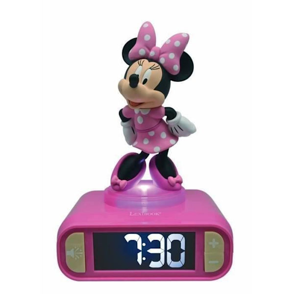 Minnie 3D digitalt vækkeur med lys natlys og lydeffekter - LEXIBOOK - Batteri - Pink og sort rosa och svart