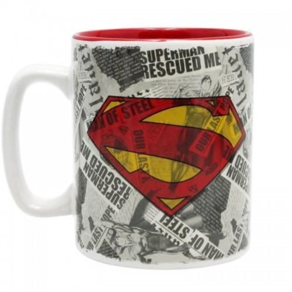 DC COMICS mugg - Superman & logotyp - 460 ml - Högkvalitativt porslin - Tål diskmaskin Vitt och rött