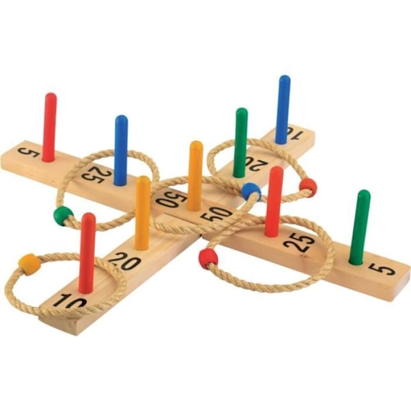 Träringkastningsspel med 9 insatser Trä