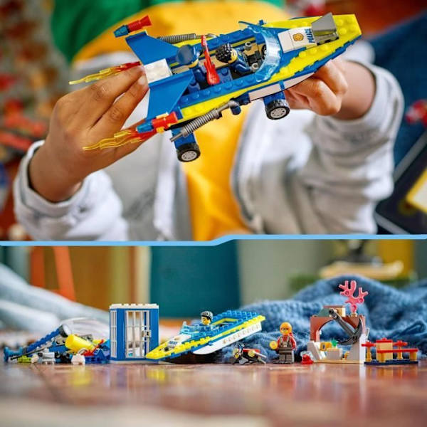 LEGO 60355 bypolitiets detektiv vandmissioner, bådlegetøj, fængsel og 4 minifigurer, børn i alderen 6 Flerfärgad
