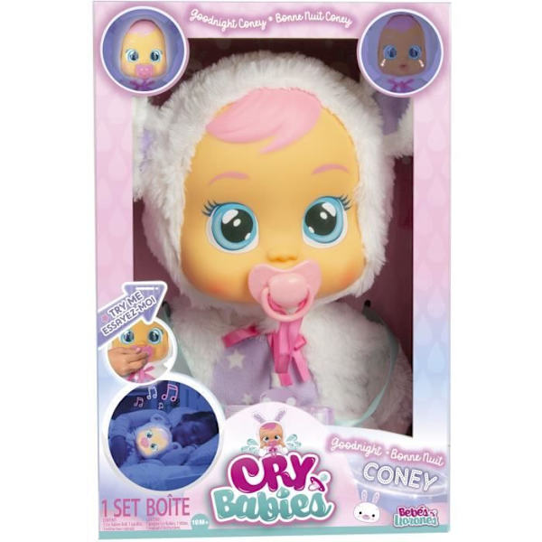 Cry Babies nattlampa och vaggvisa - Good Night Coney - IMC TOYS - Vit - Tjej - 18 månader Flerfärgad