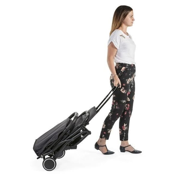 CHICCO Trolley Me - Kompakt sammenklappelig klapvogn - Fra 0 til 15 kg - Sikkerhedsstang - Sort Sten