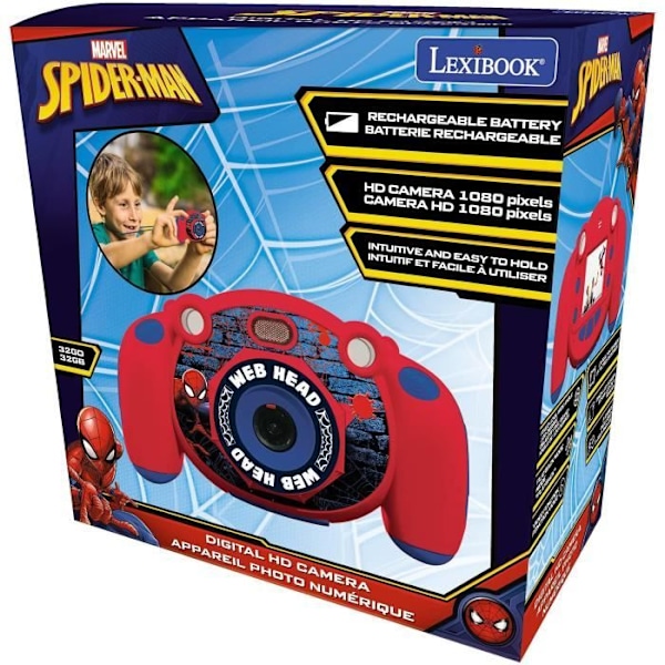 Spiderman børns digitalkamera - LEXIBOOK - 2 tommer LCD-skærm - 100 graders vidvinkel - Rød Röd