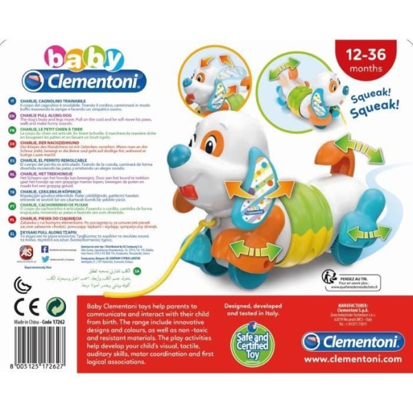 Baby Clementoni vetolelu - Nivelletty ja kuuloinen koirani 12 kuukauden ikäiselle lapselle - Valkoinen
