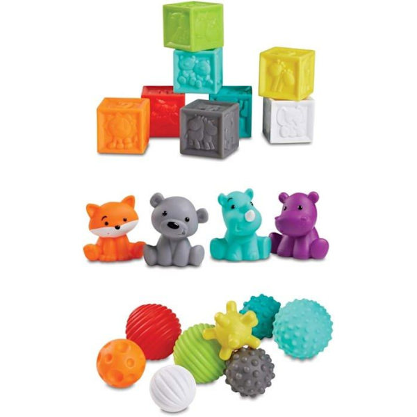 Infantino Sensory Balls Blocks & Buddies - 20 Piece Basic Set