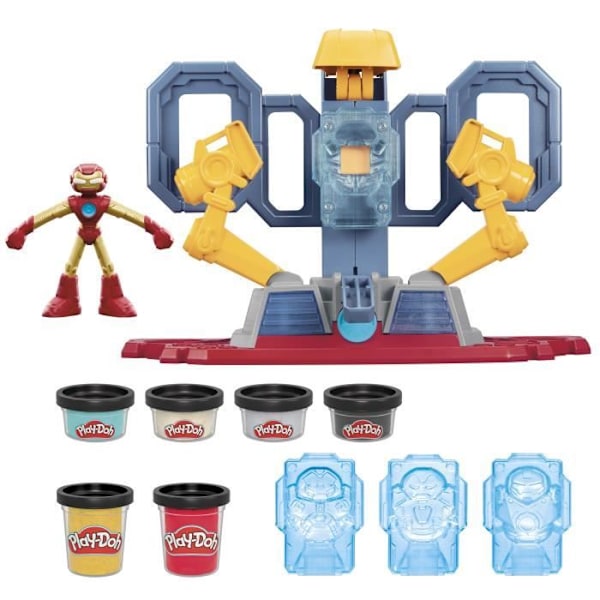 Play-Doh Iron Man Armor Factory, setti Iron Man -hahmolla ja muovailumassa, 4-vuotiaasta alkaen, Marvel Flerfärgad