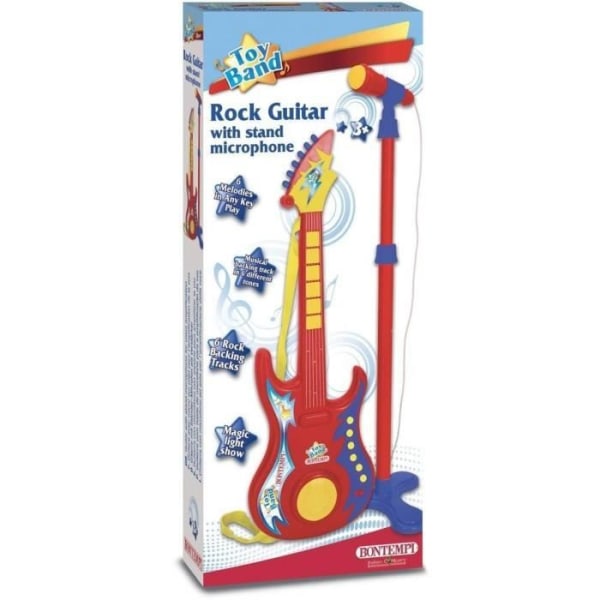Bontempi Toyband rockgitarr med mikrofon röd/blå