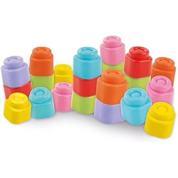 Clementoni- Soft Lot of 20 Construction Set for Early Childhood, Clemmy Soft Bricks, Children's Blocks 6 Months, Sensory Play,
