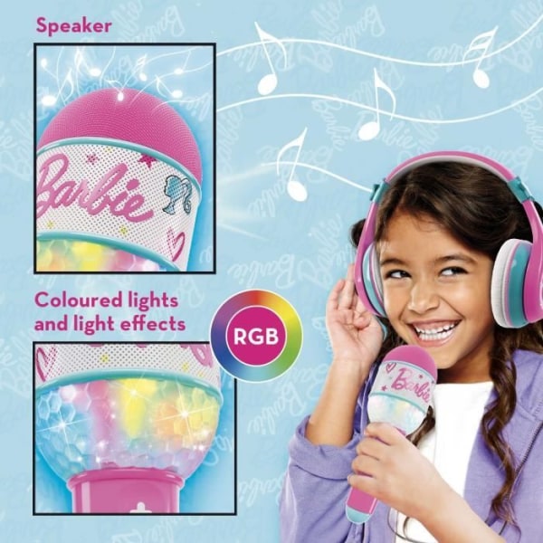 Combo audio - LISCIANI - Barbie - Bluetooth headset og mikrofon - Indbygget højttaler - Barbie sange - Interaktiv karaoke Rosa