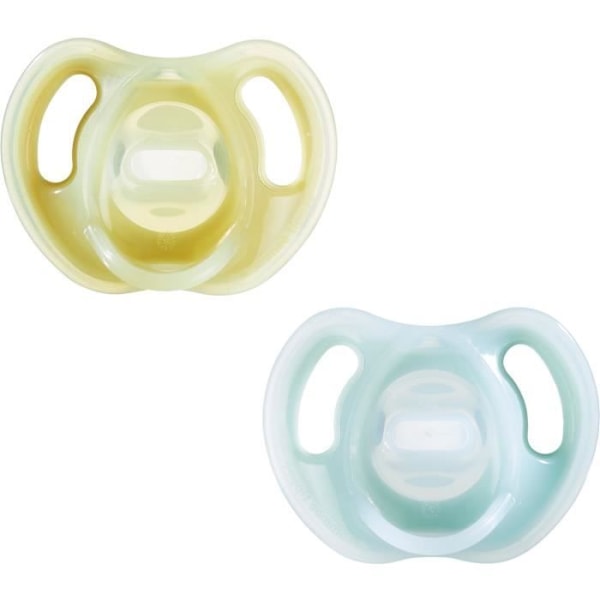Nappar - TOMMEE TIPPEE - Ultralätt - 6-18 månader - Set med 2 BPA-fria nappar i ett stycke Gul och blå