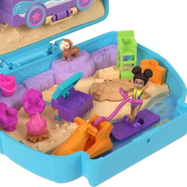 Polly Pocket-Chiot på Stranden-Samling med figurer, rejsetøjet HRD36 Flerfärgad