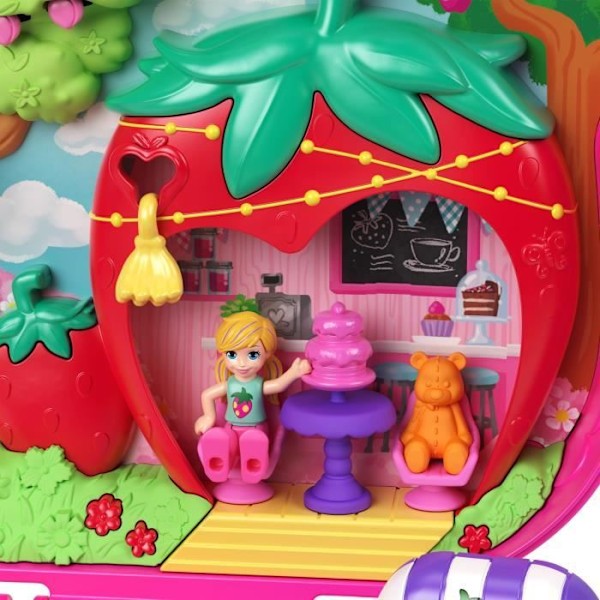 Polly Pocket-Ourson Fraise-Coffret og figurer, rejselegetøj HRD35 Flerfärgad