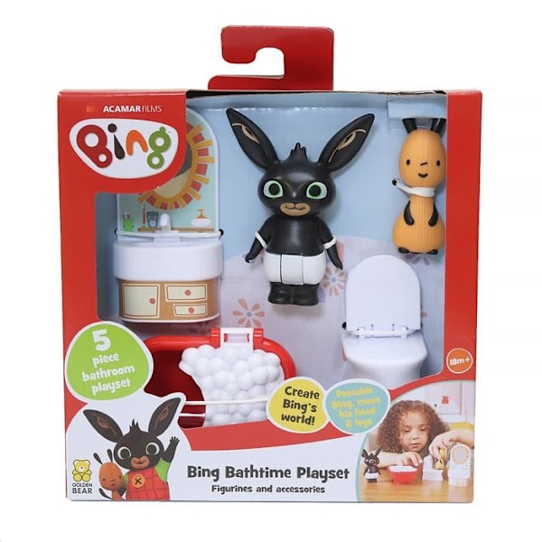 Bing, Bath Time Box, 2 Bing och Flop figurer, Tillbehör ingår, Leksaker för barn från 18 månader, BNG50