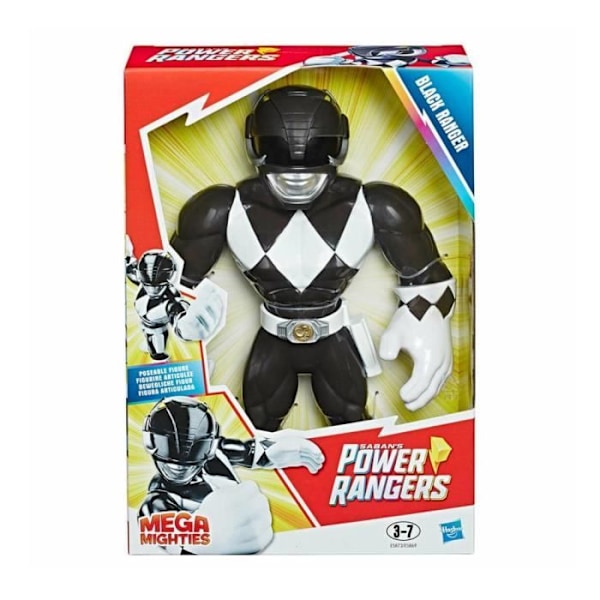 HASBRO PLAYSKOOL Power Ranger Mega Mighties BLACK RANGER musta toimintakuvio 25 cm