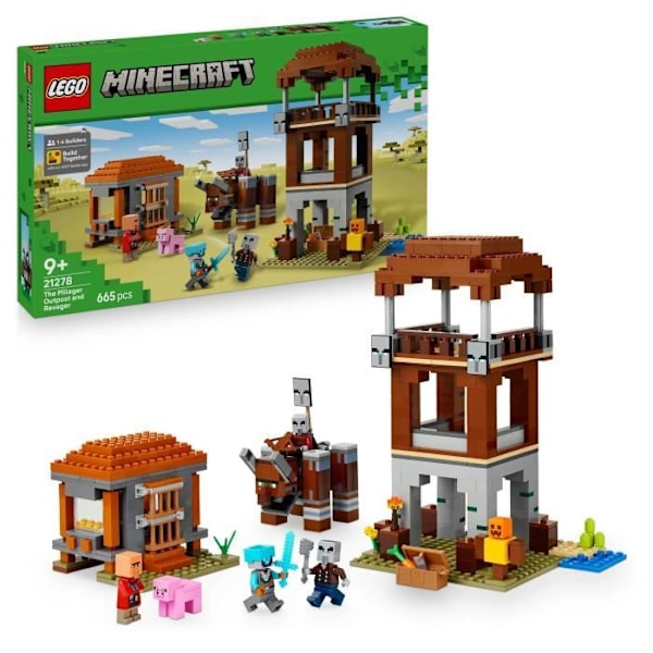 LEGO Minecraft 21278 Ryöstäjien Etuvartio ja Hävittäjä - Peli pojille alkaen 9-vuotiaista