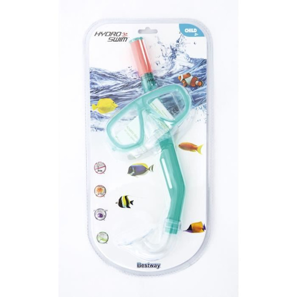 BESTWAY Dykkermaske + Snorkel – Barn - 2 assorterede farver Grön, Blå, Slumpmässiga färger bero