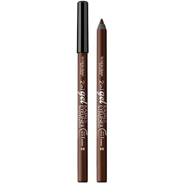 Eye liner - DEBORAH - Kajal 2in1 Waterproof Gel Pencil - Brun - Långvarig - Anti-smeta Brun