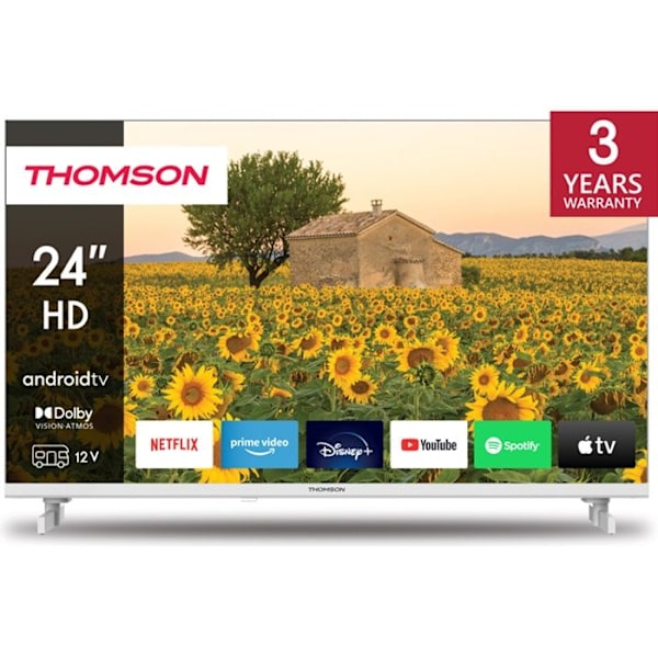Thomson 24" (60 cm) Smart HD LED-TV Vit 12V Android – 24HA2S13CW - Netflix, Prime Video, Disney+