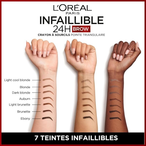 Ögonbrynspenna - L'Oréal Paris - Infaillible Brows 24h - Vattentät - Triangulär spets - 1ml 1 Ebenholts