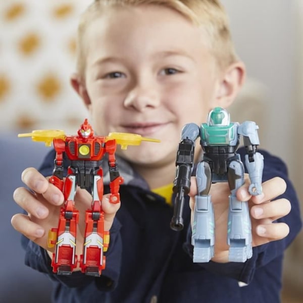 Terran Twitch og Robby Malto figurer, interaktivt legetøj til piger og drenge, Transformers EarthSpark Cyber-Combiner, fra 6 år og opefter Flerfärgad