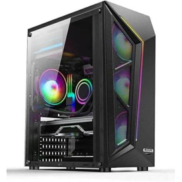 Machpower Gaming PC och Laptop Fodral - RGB LED + 4 Argb fläktar - Glaspanel