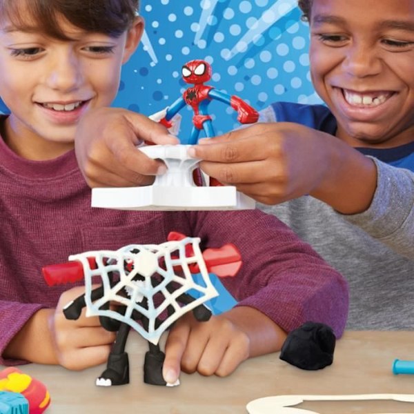 Play-Doh Spider-Man, Sharp Attack sæt med 2 fleksible figurer, 7 tilbehør og modellervoks, fra 4 år gammel, Marvel Flerfärgad