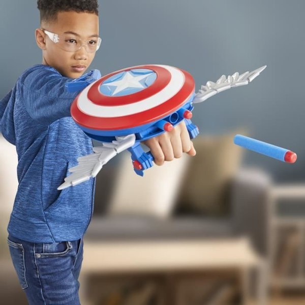 NERF Blaster Skyshot, suojakilpi naamiaisasuun, Marvel Studios Captain America Brave New World, Alkaen 5-vuotiaille Flerfärgad