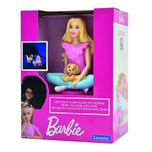 Digitalt vækkeur med skarpt natlys, 3D Barbie og lydeffekter rosa och blå