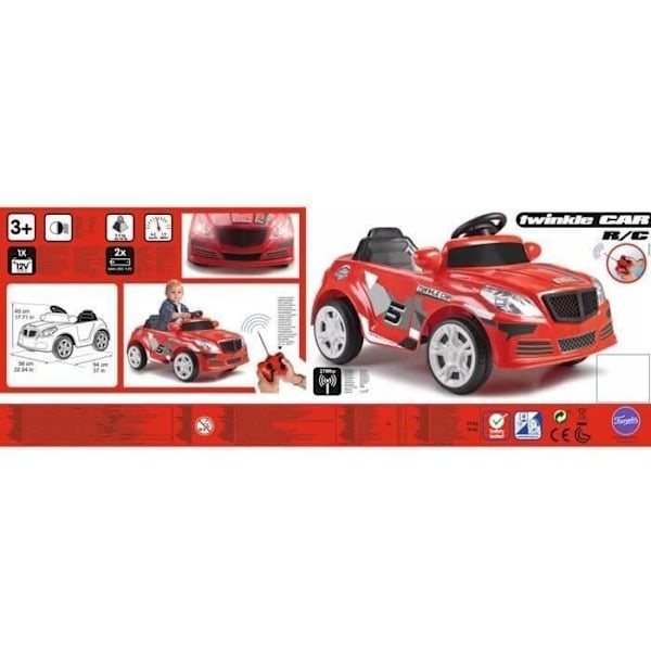 12V Twinkle Car R/C sähköauto - punainen - FEBER Blinka bil