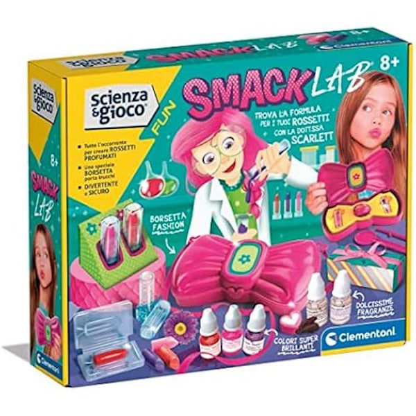 Clementoni Scientific Game - Science Fun-Smack Lab - Huulipuna ja huulikiilto - 8 vuotta Ljusa färger
