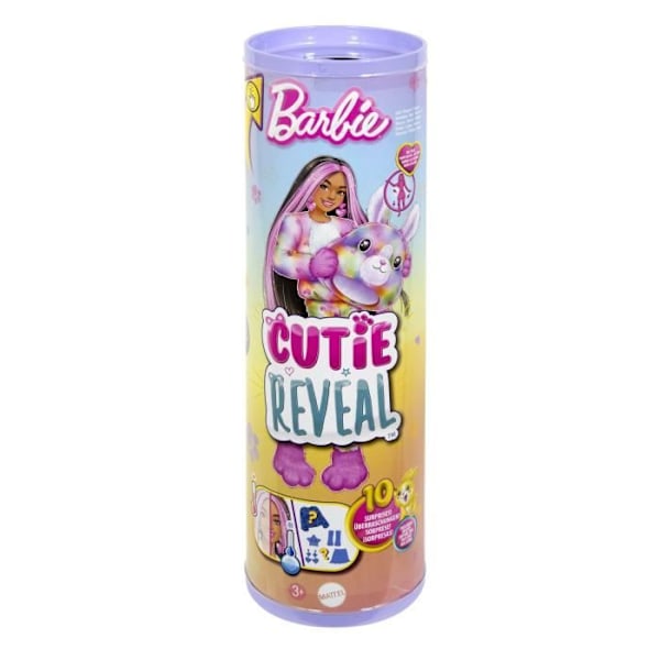 Barbie-Barbie Cutie Reveal-färgglad drömkanindocka med 10 överraskningar HRK38 Flerfärgad