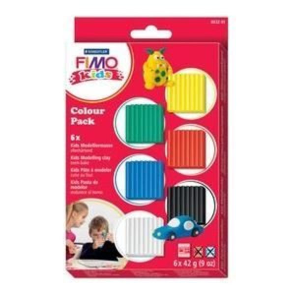 Modellera - Fimo - Barn - Set med 6 block - Härdar i ugn - Flerfärgad - 8 år och äldre vit, gul, röd, blå, grön, svart