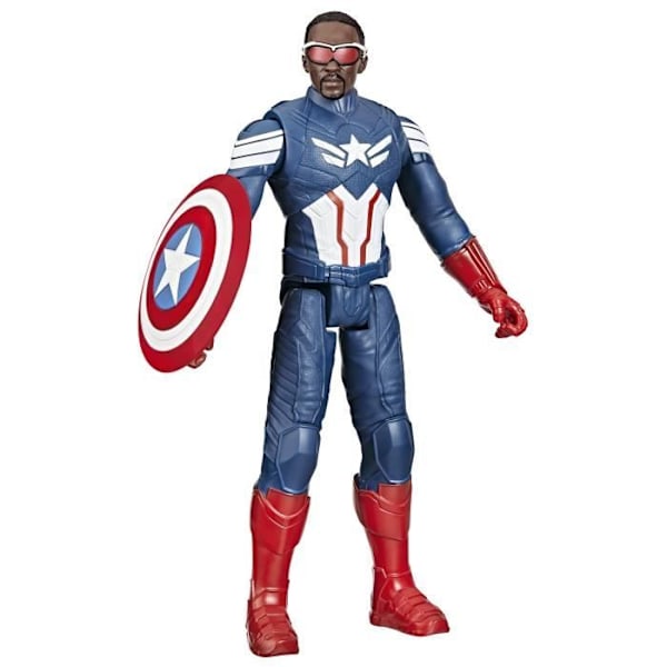 Figur figurine Captain America 30 cm, Titan Hero Series, Marvel Studios Captain America Brave New World, Fra 4 år Flerfärgad