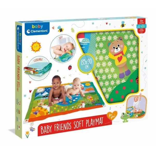 Quiltet måtte (135x90cm) - Aktivitetsmåtte - Baby Friends måtte - Clementoni - Fra fødslen Flerfärgad