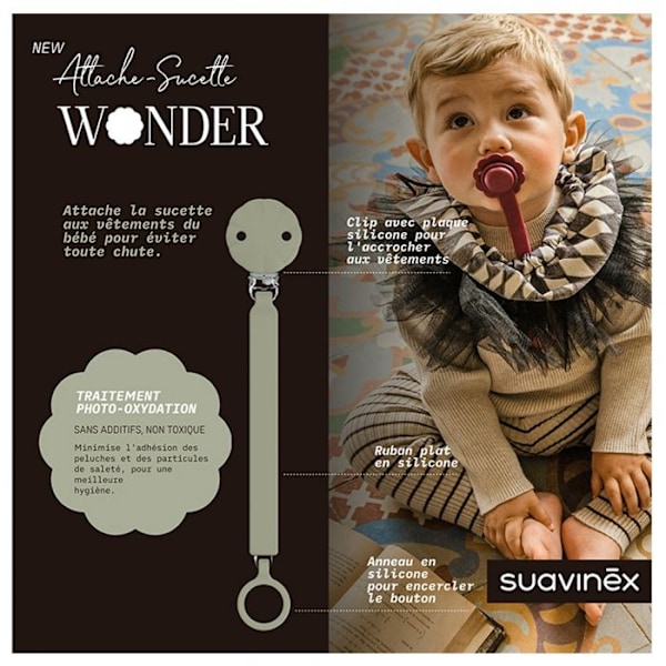 -Suavinex Attache Sutte Silikon Wonder (Modell: Grön)
