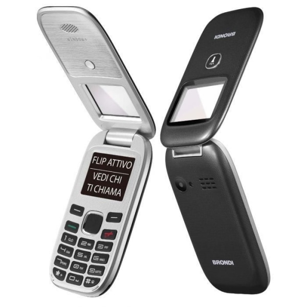BRONDI BROWINDOW+BK mobiltelefon - Flip - Dual SIM - 4" skärm - 800 mAh Li-Ion batteri - Svart