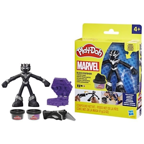Play-Doh Black Panther, skarpe kløer med fleksibel figur og modelerør, fra 4 år, Marvel Flerfärgad