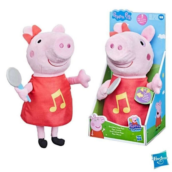 Peppa Pig plyschleksak - HASBRO - Sjunger 3 sånger - 30 cm - Röd Röd
