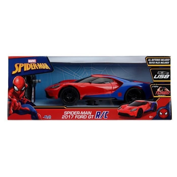 Ford GT Spiderman radiostyret bil 1/16 - Simba Dickie Group Röd