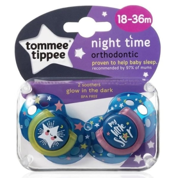 Tommee Tippee Night Time Soothers 18-36m - My Little Star SUCETTE